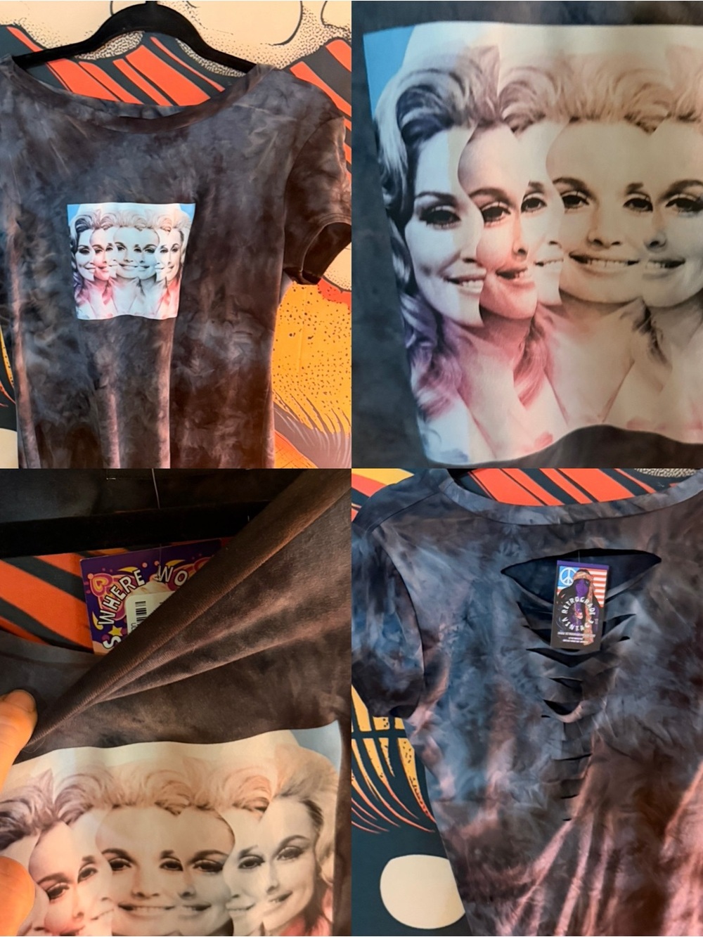 NWT TIE DYE ONE OF A KIND DOLLY PARTON ONE OF A KIND TUNIC SHIRT XL